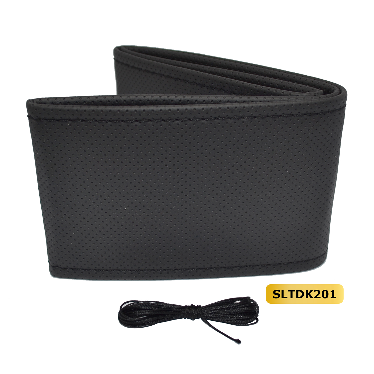 Stuur bekleding (doe-het-zelf) kunstleder geperforeerd - Zwart / zwart stiksel