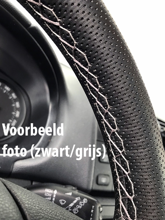 Stuur bekleding (doe-het-zelf) kunstleder geperforeerd - Zwart / rood stiksel