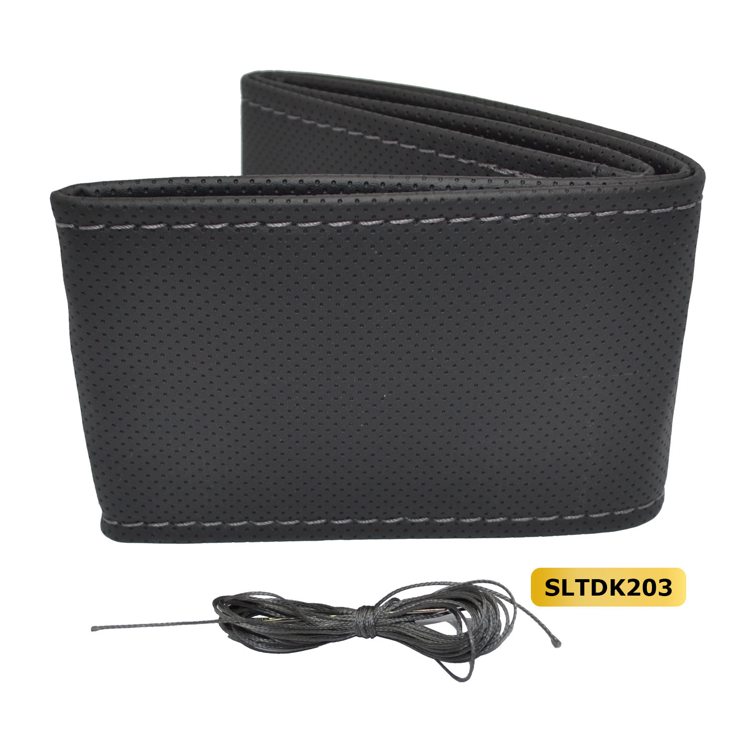 Stuur bekleding (doe-het-zelf) kunstleder geperforeerd - Zwart / grijs stiksel