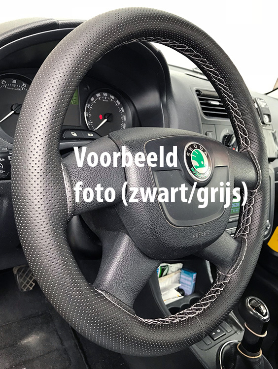 Stuur bekleding (doe-het-zelf) kunstleder geperforeerd - Zwart / grijs stiksel