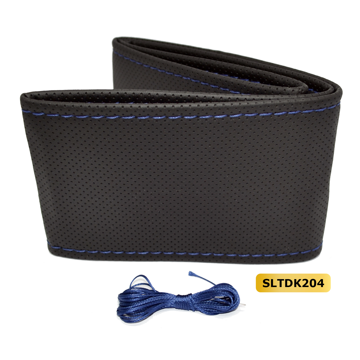 Stuur bekleding (doe-het-zelf) kunstleder geperforeerd - Zwart / blauw stiksel