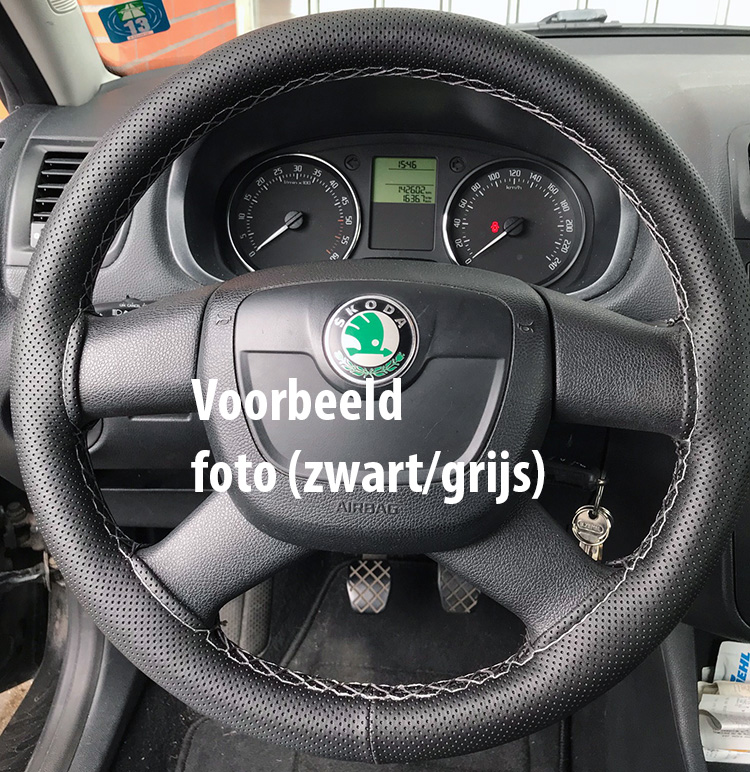 Stuur bekleding (doe-het-zelf) kunstleder geperforeerd - Zwart / blauw stiksel